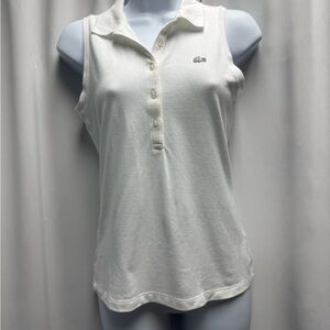 Lacoste Women's White Sleeveless Polo Top